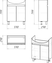 Grossman Тумба с раковиной Поло 60 дуб сонома светлый/белая – фотография-6